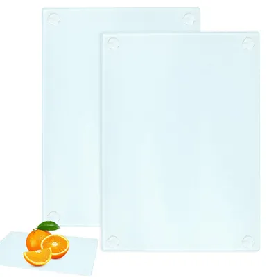 Produktbild von Glasschneidebrett, Glasschneidebrett 28 x 20 cm, Küchenbrett, transparentes Schneidebrett mit rutschfesten Füßen, hygienisch, hitzebeständig