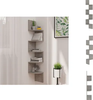Obrázek produktu pro vidaXL Rohová nástěnná police betonová šedá 19x19x123 cm materiál na bázi dřeva - Nástěnné police