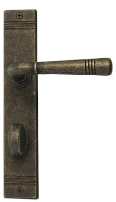Produktbild von Berlin R716 GHIDINI Türdrücker-Langschild-Garnitur (Lochung: WC, Entfernung: 78mm, Türstärke: 38 - 42 mm, Oberfläche: Messing M75 - antik goldbraun) Lochung: WC Entfernung: 78mm Türstärke: 38 - 42 mm Oberfläche: Messing M75 - antik goldbraun