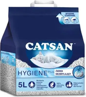 Produktbild von Catsan Hygiene Plus – Weiße Hygienestreu mit Extra-Mineralschutz 5L