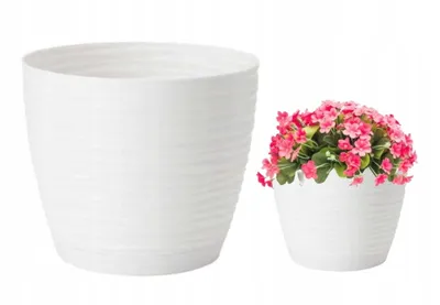 Produktbild von Blumentopf mit Sockel weiß 26.5x24.5cm Kunststoff