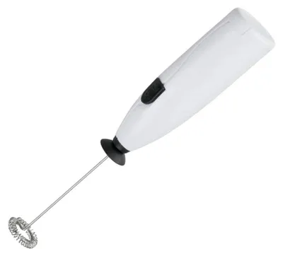 Melkschuimer, Kunststoff/Edelstahl, Schwarz/Weiß/Silber, Spritzschutz
