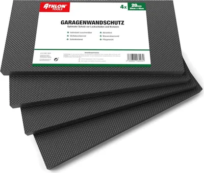 Produktbild von ATHLON TOOLS 4X MaxProtect Premium Garagen-Wandschutz selbstklebend - je 40 x 20 x 2,0 cm - Rammschutz Prallschutz Garagenpolster Türkantenschutz
