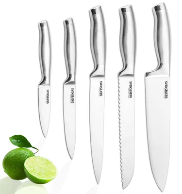 Küchenmesser-Set 5-tlg., Edelstahl, ergonomisch, scharf