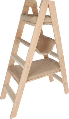 Produktbild von Kerbl Kratzbaum Ladder (97x35x134cm, massiv, Velour, 4 Stufen) natur/beige 80921