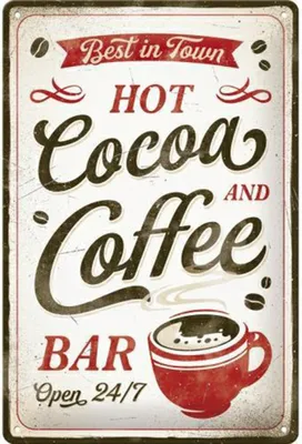 Image de Nostalgic-Art - Plaque en métal 20 x 30cm - Hot Cocoa & Coffee