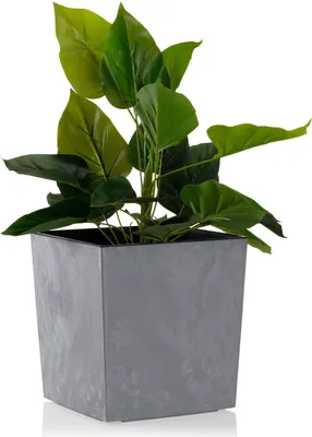 Produktbild von HowHomely Blumentopf Flore 25 cm Höhe, Pflanzkübel mit Beinen, Grau Übertopf für garten balkon