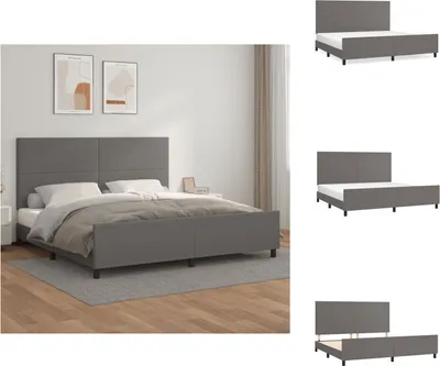 Produktbild von vidaXL Bettgestell mit Kopfteil Grau 200x200 cm Kunstleder -  Betten & Bettgestelle