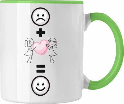Produktbild von Trendation - Beste Freundin Lesbisch Tasse Geschenk für BFF Beste Freundinnen Lustige Geschenkidee :( + Beste Freundin Lesbisch = :) Geburtstag (Grün)