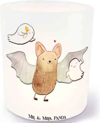 Produktbild von Mr. & Mrs. Panda Windlicht Glas Fledermaus Gespenster - Transparent - Geschenk, Teelichthalter, Dekoration, Kerzenglas, Halloween Deko, Glaslaterne, Trick Or Treat