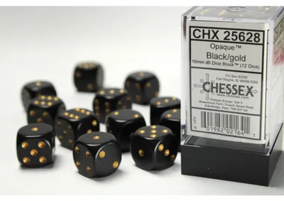 Produktbild von Asmodee 25628, Würfelsatz, Schwarz, Gold, Unisex, Deutschland, 16 mm, 16 mm