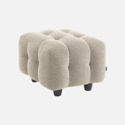 Produktbild von sweeek - Sitzhocker Fußhocker mit strukturiertem Bouclébezug für 2-Sitzer Sofa Leon  - Beige