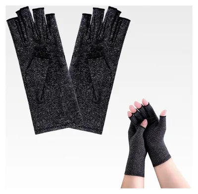 Produktbild von Arthritis-Handschuhe für Männer und Frauen, fingerlose Kompressionshandschuhe zur Linderung von Karpaltunnelschmerzen (grau)