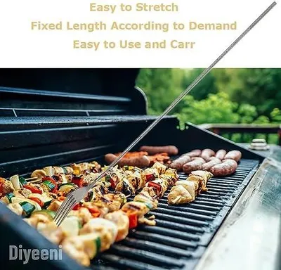 Produktbild von Ausziehbare Edelstahl-Gabel für Grill, Obst und Desserts mit langem Griff