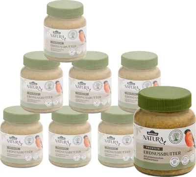 Produktbild von Dehner Natura Wildvogelfutter, Erdnussbutter im Glas, mit Mehlwürmern, 8 x 340 g (2.72 kg)