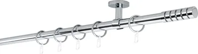 Produktbild von Gardinenstange auf Maß 20mm Rille 1-lauf Deckenträger 4cm Größe: 380cm, Farbvariante: Chrom