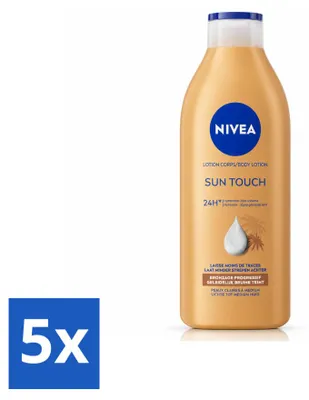 Imagen del producto de 5 unidades de loción corporal bronceadora NIVEA Sun Touch – 400 ml – Paquete económico