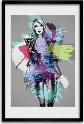 Produktbild von Bild - Bilderrahmen - 40 cm x 60 cm - MDF - Rahmen - Wandkunst - Abstraktion einer Frau