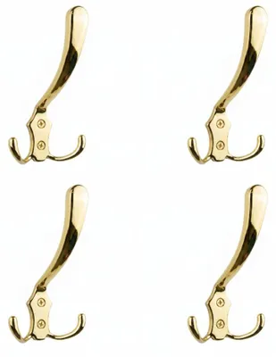 Produktbild von 4 x Kleiderhaken, Metallhaken, Wandhaken, Möbelhaken, goldverchromt