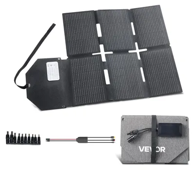 Produktbild von VEVOR 150W Faltbares monokristallines Solarpanel, 23% Effizienz tragbarer ETFE Mono Solarpanel-Ladegerät mit MC4-Ausgang, Type-C, QC3.0 USB- und DC-Ports, IP67 wasserdicht für Powerstations Camping Wandern, 1x60W, Einseitig-d