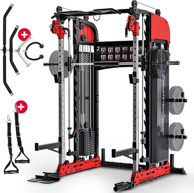 Produktbild von Sportstech SXM200 Smith Machine – Multifunctional, Power Rack, Kabelzug & Klimmzug, 140kg Trainingsgewicht