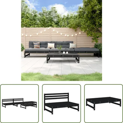 Produktbild von The Living Store 4-tlg. Garten-Lounge-Set Schwarz Massivholz Kiefer