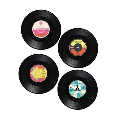 Produktbild von Glas Untersetzer Vinyl Schallplatten Tassenuntersetzer 4er Set