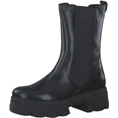 Produktbild von MARCO TOZZI Damen Chelsea Boots aus Leder Plateau, Schwarz (Black), 40