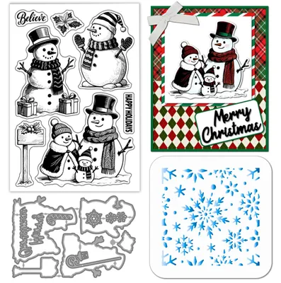 Weihnachts-Silikonstempel-Set mit Stanzformen und Schablone