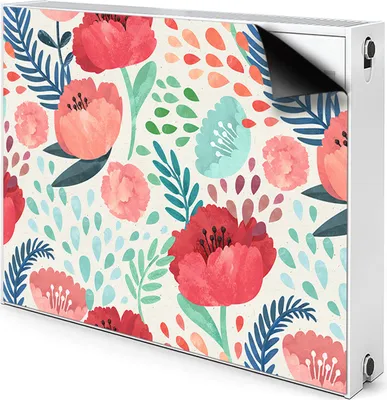 Produktbild von Magnet Radiator Magnet Mat Heizkörper Heizung Verkleidung Abdeckung 110x60 cm  - Mohnblume