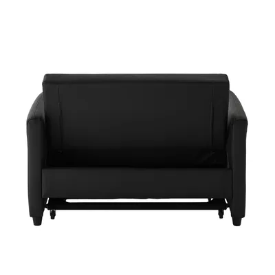 Produktbild von Merax 2-in-1 Schlafsofa mit Ausziehfunktion, 3-stufig verstellbare Rückenlehne, Klappsofa aus wasserabweisendes PolyurethanMaterial, Schwarz