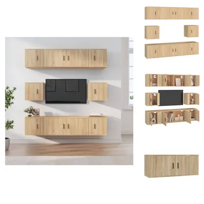 Produktbild von vidaXL 8-tlg. TV-Schrank-Set Sonoma-Eiche Holzwerkstoff -  TV-Möbel