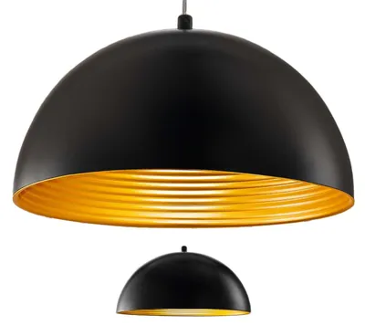 Zdjęcie produktu dla Lampa wisząca Dingle z metalu, czarno-złota, gniazdo E27, nowoczesny i elegancki design do wnętrz, regulowana, średnica 40 cm, model 3215-40-101