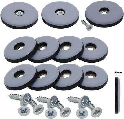 Produktbild von 16 Teflon-Möbelgleiter Ø 30 mm (rund) – 5 mm dick mit Schraube 3,5 mm x 20 mm | PTFE-Beschichtung