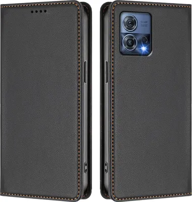 Obrázek produktu pro Kožené pouzdro pro Motorola Edge 30 Fusion/Moto S30 Pro, magnetické flipové pouzdro zPolyuretankůže se stojánkem Černá