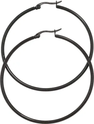 Produktbild von Paar Ohrringe Creolen 54,4mm Ohrschmuck rund Edelstahl schwarz beschichtet