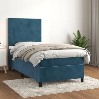 Produktbild von Boxspringbett mit Matratze Dunkelblau 90x200 cm Samt