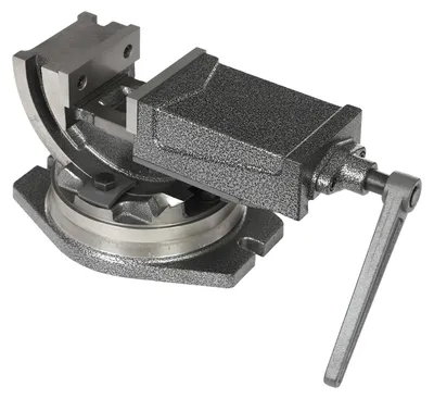 Produktbild von Präzisions Winkelschraubstock - 10 cm Backenbreite - 19 kN Spannkraft - Gusseisen mit Kunststoffbeschichtung - 0,025 mm Parallelität - für Metallbearbeitung