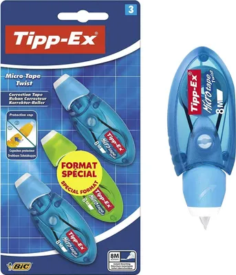 Produktbild von Tipp-Ex Korrekturroller Micro Tape Twist, farblich sortiert, 8m x 5 mm, 3 Stück