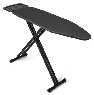 Bügelbrett 34 x 109 cm, höhenverstellbar, klappbar, mit Ablage, schwarz