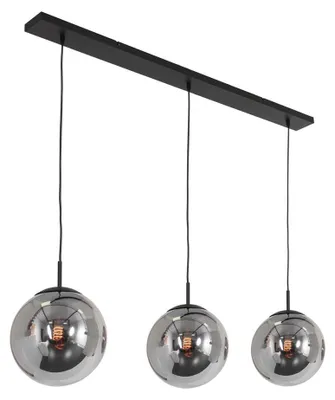 Produktbild von Steinhauer Pendelleuchte Bollique 3-flammig Schwarz/Rauchglaskugeln 120x25cm