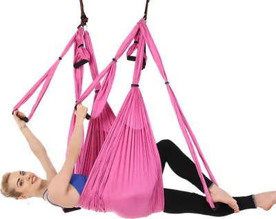 Image de Yoga hamac anti-gravité balançoire hamac toile de yoga suspendus balançoire toile de yoga 250 * 150 cm （Rosa）