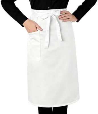 Produktbild von Vorbinder Schürze mit Tasche, verstellbare Kurzschürze 68x54cm in Weiß für Herren und Damen