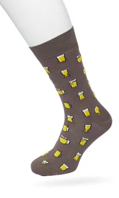 Produktbild von Bonnie Doon Herrensocken mit Bierglas-Print, Größe 40/46, Braun – Motivsocken – Bier – Geschenksocken – Weiche Baumwolle mit glatter Zehennaht – Bequem – Perfektes Geschenk – Portobello – BT992128.327