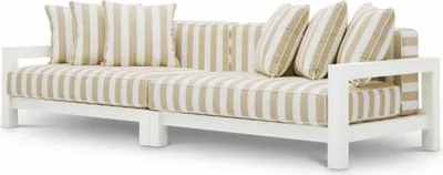 Produktbild von Casa Padrino Luxus Outdoor Garten Sofa Matt Weiß / Beige 273,5 cm - Luxus Garten Möbel