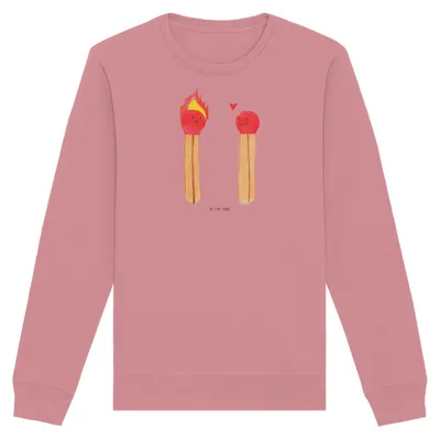 Produktbild von Mr. & Mrs. Panda Baumwoll Pullover Streichhölzer Größe S - Canyon Pink - Geschenk, Sweatshirt, Pulli, Freundin, Bio, Liebesbeweis, Liebesgeschenk, Sweater