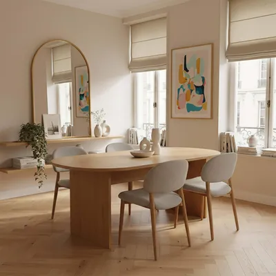 Immagine prodotto di Tavolo da pranzo ovale in legno melaminico 8 posti a sedere - Oviala Bertille