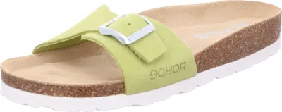 Produktbild von Rohde Damen Leder Pantoletten Leder-Tieffußbett Schnalle Alba 5589, Größe:37 EU, Farbe:Grün
