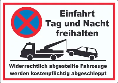 Produktbild von Parken verboten Einfahrt Tag und Nacht freihalten Aufkleber A9 (37x52mm)