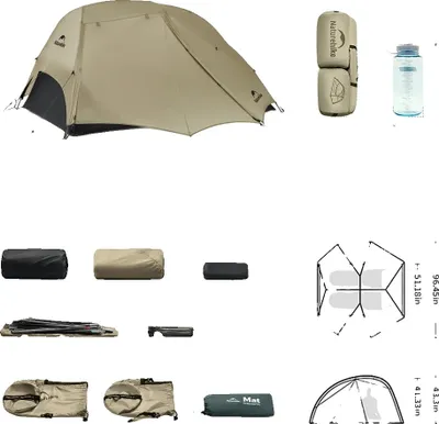 Produktbild von Campingzelt, ultraleichtes Design, zwei Türen, Sand - 2 Personen